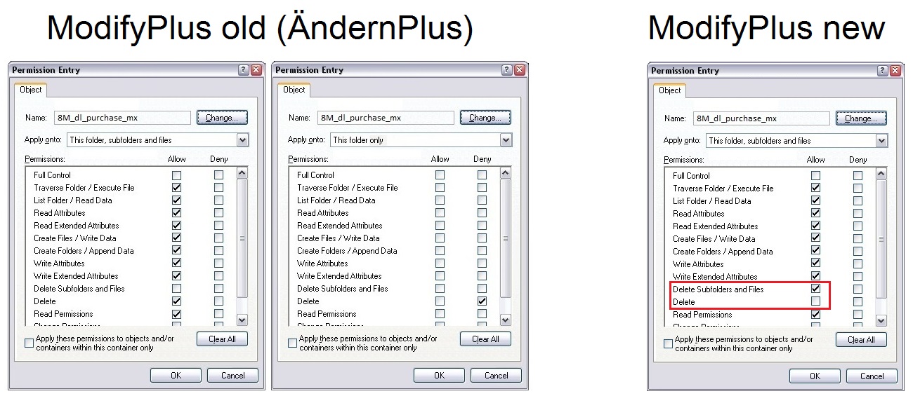 Comparison of ModifyPlus (old) and ModifyPlus (new).